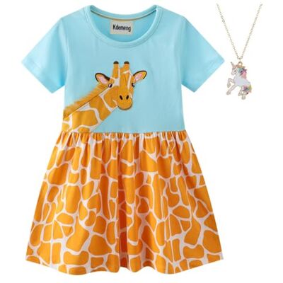 Kdemeng Zomerjurk voor meisjes, zachte tule, ronde hals, prinsessenjurk, Giraf B, 3 jaar 3 jaar Kdemeng Zomerjurk voor meisjes, zachte tule, ronde hals, prinsessenjurk, Giraf B, 3 jaar 3 jaar
