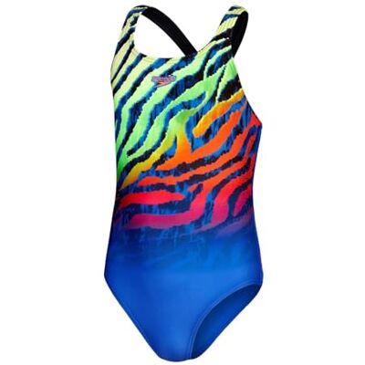 Speedo ECO+ Digital Placement Medalist Badpak voor meisjes, Geel Groen Oranje Blauw Speedo ECO+ Digital Placement Medalist Badpak voor meisjes, Geel Groen Oranje Blauw