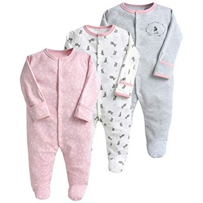 Minizone Pyjama voor baby's, 3 stuks, katoenen overall voor jongens en meisjes, lange mouwen, 3-6 maanden, beige, 3-6 maanden Minizone Pyjama voor baby's, 3 stuks, katoenen overall voor jongens en meisjes, lange mouwen, 3-6 maanden, beige, 3-6 maanden