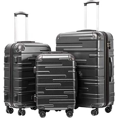 Coolife Koffer met harde schaal, ABS, 3-delig, 56 + 67 + 76 cm, in elkaar Met TSA-slot, schokbestendige hoekbescherming, YKK-ritssluiting, 4 stille 360° wielen, familiereizen Coolife Koffer met harde schaal, ABS, 3-delig, 56 + 67 + 76 cm, in elkaar Met TSA-slot, schokbestendige hoekbescherming, YKK-ritssluiting, 4 stille 360° wielen, familiereizen