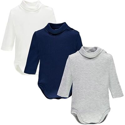 Ellepi Pasgeboren katoenen bodysuit met lange mouwen voor pasgeborenen, coltrui voor meisjes, kinderen, maanden, wit, crème, rood, blauw, grijs, zwart, blauw 3 anni, 98 cm Ellepi Pasgeboren katoenen bodysuit met lange mouwen voor pasgeborenen, coltrui voor meisjes, kinderen, maanden, wit, crème, rood, blauw, grijs, zwart, blauw 3 anni, 98 cm