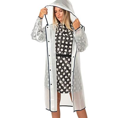 PERLETTI Regenjas, voor heren en dames, transparant, met capuchon, poncho, jongens, meisjes, reflecterende details, waterdicht, regen, dames, heren, winddicht, jas, mantel, voor volwassenen, wandeltochten S PERLETTI Regenjas, voor heren en dames, transparant, met capuchon, poncho, jongens, meisjes, reflecterende details, waterdicht, regen, dames, heren, winddicht, jas, mantel, voor volwassenen, wandeltochten S