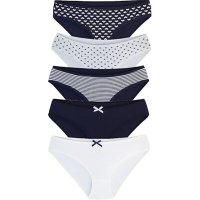 MOR Set van 5 onderbroeken voor meisjes en tieners (kleur en maat) Comfortabel ondergoed van katoen Eenvoudige gestreepte onderbroeken met patroon Slips zonder snijden, Blauw 134-140 MOR Set van 5 onderbroeken voor meisjes en tieners (kleur en maat) Comfortabel ondergoed van katoen Eenvoudige gestreepte onderbroeken met patroon Slips zonder snijden, Blauw 134-140
