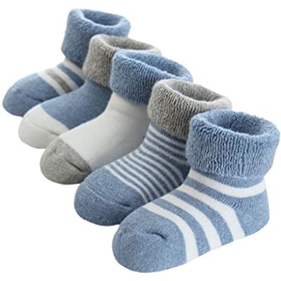 FedMois 5 paar warme thermische katoenen sokken voor de winter, pasgeborenen, blauw, 0-6 maanden 0-6 maanden FedMois 5 paar warme thermische katoenen sokken voor de winter, pasgeborenen, blauw, 0-6 maanden 0-6 maanden