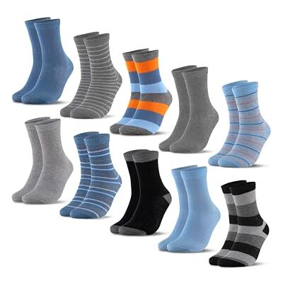 Occulto Sokken voor jongens en meisjes 10 stuks (model: Estilo) blauwe strepen 35-38 35-38 Occulto Sokken voor jongens en meisjes 10 stuks (model: Estilo) blauwe strepen 35-38 35-38