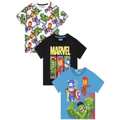 Marvel T-shirt voor jongens, 3 stuks T-shirt voor jongens met Iron Man, Hulk en Captain America, Avengers kinderkleding, Meerkleurig, 3-4 jaar 3-4 jaar Marvel T-shirt voor jongens, 3 stuks T-shirt voor jongens met Iron Man, Hulk en Captain America, Avengers kinderkleding, Meerkleurig, 3-4 jaar 3-4 jaar