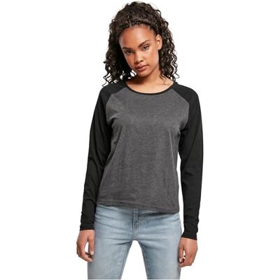 Urban Classics Dames Contrast Raglan T-shirt met lange mouwen (1 stuk), Antraciet/Zwart, 3XL 3XL Urban Classics Dames Contrast Raglan T-shirt met lange mouwen (1 stuk), Antraciet/Zwart, 3XL 3XL