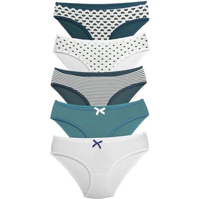 MOR Set van 5 onderbroeken voor meisjes en tieners (kleur en maat) Comfortabel ondergoed van katoen Eenvoudige gestreepte onderbroeken met patroon Slips zonder snijden, Groen 158-164 MOR Set van 5 onderbroeken voor meisjes en tieners (kleur en maat) Comfortabel ondergoed van katoen Eenvoudige gestreepte onderbroeken met patroon Slips zonder snijden, Groen 158-164