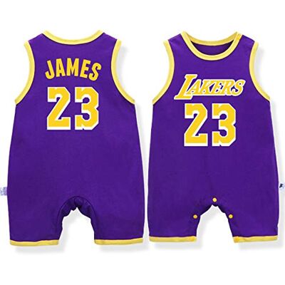 LDLXDR Basketbaluniform voor baby's, groepsnummer, mouwloos vest, James Lakers katoenen jumpsuit, 0-12 maanden, paars-1,66 cm LDLXDR Basketbaluniform voor baby's, groepsnummer, mouwloos vest, James Lakers katoenen jumpsuit, 0-12 maanden, paars-1,66 cm