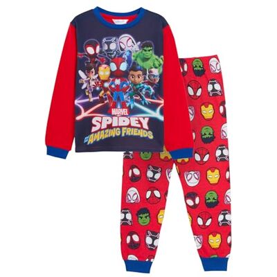 Marvel Spidey And His Amazing Friends Spiderman Hulk Iron Man Black Panther Gwen Miles Morales Nachtkleding voor kinderen 7-8 jaar Marvel Spidey And His Amazing Friends Spiderman Hulk Iron Man Black Panther Gwen Miles Morales Nachtkleding voor kinderen 7-8 jaar