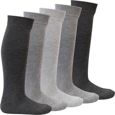 Footstar Everyday! Set van 5 paar lange sokken voor kinderen, basic kniekousen voor meisjes en jongens, Klassiek grijs 23-26 Footstar Everyday! Set van 5 paar lange sokken voor kinderen, basic kniekousen voor meisjes en jongens, Klassiek grijs 23-26