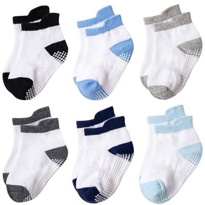 DRESHOW Antislip enkelsokken voor baby's, met antislipzolen, voor zuigelingen, peuters, jongens, meisjes, 6 paar enkelsokken set 07 3-5 ans DRESHOW Antislip enkelsokken voor baby's, met antislipzolen, voor zuigelingen, peuters, jongens, meisjes, 6 paar enkelsokken set 07 3-5 ans