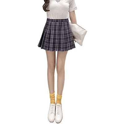 Hoerev Korte rok voor dames, meisjes, hoge taille, plooirok, tennisrok, schoolrok, Zwarte strepen 42 Hoerev Korte rok voor dames, meisjes, hoge taille, plooirok, tennisrok, schoolrok, Zwarte strepen 42