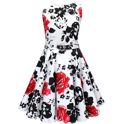 BlackButterfly Kinderjurk jaren '50 vintage 'Audrey', Wit & Rood, 9-10 jaar 9-10 jaar BlackButterfly Kinderjurk jaren '50 vintage 'Audrey', Wit & Rood, 9-10 jaar 9-10 jaar