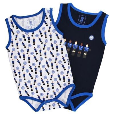 Inter Set van 2 mouwloze rompertjes voor baby's, 0-24 maanden, uniseks, 100% katoen Inter Set van 2 mouwloze rompertjes voor baby's, 0-24 maanden, uniseks, 100% katoen