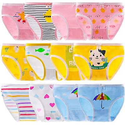 Anntry Set van 12 comfortabele katoenen slips voor kleine meisjes van 2 tot 12 jaar, Kleur: 3. 2-4 ans Anntry Set van 12 comfortabele katoenen slips voor kleine meisjes van 2 tot 12 jaar, Kleur: 3. 2-4 ans