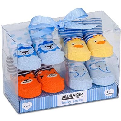 BRUBAKER Babysokken Set van 4 paar Jongen 0-12 maanden Cadeauset voor geboorte/doop Dieren BRUBAKER Babysokken Set van 4 paar Jongen 0-12 maanden Cadeauset voor geboorte/doop Dieren