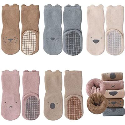 FedMois 5 paar antislip sokken van thermisch katoen, winter, baby, kinderen 1 tot 3 jaar FedMois 5 paar antislip sokken van thermisch katoen, winter, baby, kinderen 1 tot 3 jaar