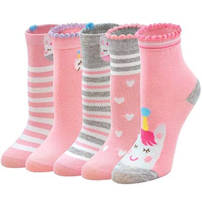 PUTUO Sokken voor meisjes, kinderen, katoenen sokken, fantasiesokken voor meisjes, baby, dierensokken, 5 paar, Eenhoorn 31-34 PUTUO Sokken voor meisjes, kinderen, katoenen sokken, fantasiesokken voor meisjes, baby, dierensokken, 5 paar, Eenhoorn 31-34