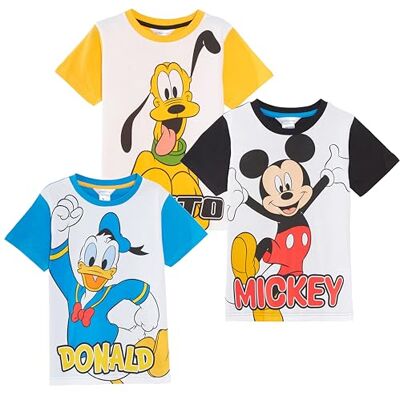 Disney Set van 3 klassieke Mickey Mouse Dingo Donald T-shirts voor kinderen van katoen voor meisjes en jongens, Meerkleurig, 2 tot 3 jaar 2 tot 3 jaar Disney Set van 3 klassieke Mickey Mouse Dingo Donald T-shirts voor kinderen van katoen voor meisjes en jongens, Meerkleurig, 2 tot 3 jaar 2 tot 3 jaar