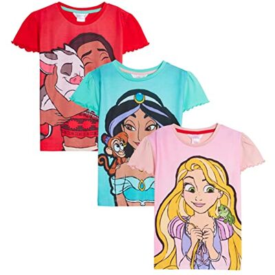 Disney Jasmine Moana Rapunzel jurk top met korte mouwen voor meisjes, 3 stuks, Meerkleurig, 4-5 jaar 4-5 jaar Disney Jasmine Moana Rapunzel jurk top met korte mouwen voor meisjes, 3 stuks, Meerkleurig, 4-5 jaar 4-5 jaar