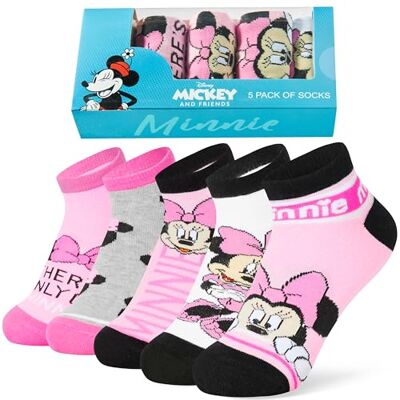 Disney Set van 5 paar sokken voor meisjes, zacht, ademend, Stitch, Roze Minnie 30-35 EU Disney Set van 5 paar sokken voor meisjes, zacht, ademend, Stitch, Roze Minnie 30-35 EU