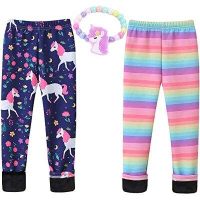 MZSYLK Fleece gevoerde leggings set voor meisjes Dikke thermische broek van gekleurd katoen Warme winterbroek voor meisjes Panty met bloemenprint, eenhoorn + regenboog, 4-5 jaar 4-5 ans MZSYLK Fleece gevoerde leggings set voor meisjes Dikke thermische broek van gekleurd katoen Warme winterbroek voor meisjes Panty met bloemenprint, eenhoorn + regenboog, 4-5 jaar 4-5 ans