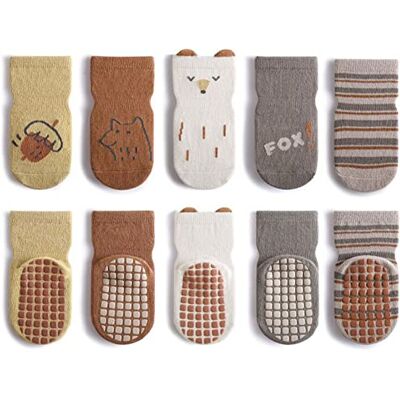 FedMois 5 paar antislipsokken van katoen voor baby's en kinderen, dierenmotief, Vos 1 tot 3 jaar FedMois 5 paar antislipsokken van katoen voor baby's en kinderen, dierenmotief, Vos 1 tot 3 jaar