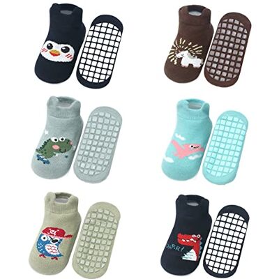 FedMois Sokken van katoen, antislip, baby's, kinderen, dierenmotief, 6 paar 3-5 jaar FedMois Sokken van katoen, antislip, baby's, kinderen, dierenmotief, 6 paar 3-5 jaar