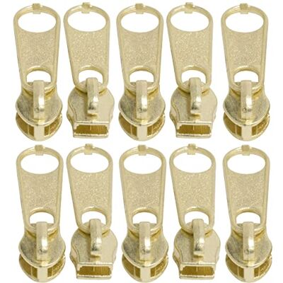 AERZETIX C62566 – set van 10 schuifregelaars nr. 3 niet afsluitbaar voor ritssluiting met spiraal van nylon – kleur: goud – van metaal – voor rok, jurk, lederwaren, kussens AERZETIX C62566 – set van 10 schuifregelaars nr. 3 niet afsluitbaar voor ritssluiting met spiraal van nylon – kleur: goud – van metaal – voor rok, jurk, lederwaren, kussens