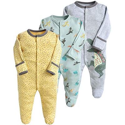 Minizone Babyrompertje voor jongens, overall van katoen, 3 stuks, lange mouwen, 9-12 maanden Minizone Babyrompertje voor jongens, overall van katoen, 3 stuks, lange mouwen, 9-12 maanden