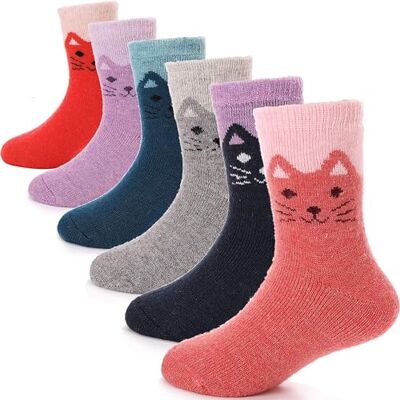 ANTSANG 6 paar warme wollen sokken voor kinderen, meisjes, jongens, wandelsokken, dikke wollen thermische sokken, cadeaus voor kinderen, kat, 8-12 jaar 8-12 ans ANTSANG 6 paar warme wollen sokken voor kinderen, meisjes, jongens, wandelsokken, dikke wollen thermische sokken, cadeaus voor kinderen, kat, 8-12 jaar 8-12 ans