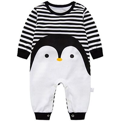 Minizone Babyrompertje jongens meisjes pyjama katoen overalls zuigeling speelpak baby nachtkleding, zwart en wit (pinguïn)., 3-6 maanden 3-6 maanden Minizone Babyrompertje jongens meisjes pyjama katoen overalls zuigeling speelpak baby nachtkleding, zwart en wit (pinguïn)., 3-6 maanden 3-6 maanden