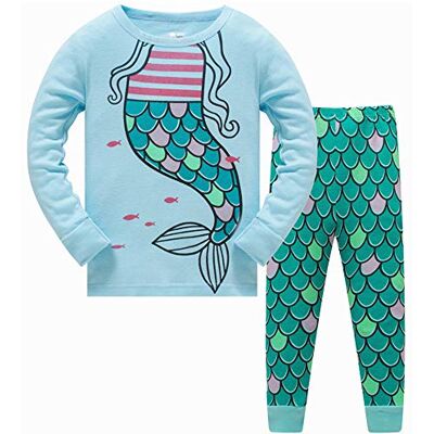LitBud Kerstpyjama voor meisjes, 100% katoen, giraf, nachtkleding, pyjama, lange mouwen, pyjamaset voor kinderen, maat: 1-7 jaar, roze, Zeemeermin 3-4 ans LitBud Kerstpyjama voor meisjes, 100% katoen, giraf, nachtkleding, pyjama, lange mouwen, pyjamaset voor kinderen, maat: 1-7 jaar, roze, Zeemeermin 3-4 ans