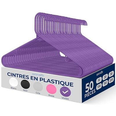 SereneLife Kleerhangers van kunststof, antislip, 50 stuks, ultradun en licht, ideaal voor overhemden, truien, sweatshirts, kinderkleding en jurken, ruimtebesparend, paars SereneLife Kleerhangers van kunststof, antislip, 50 stuks, ultradun en licht, ideaal voor overhemden, truien, sweatshirts, kinderkleding en jurken, ruimtebesparend, paars