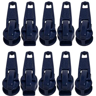 AERZETIX C62934 Set van 10 zelfsluitende sliders voor spiraal/nylon ritssluiting kleur: donkerblauw metaal beschermhoes rok jurk lederwaren kussen AERZETIX C62934 Set van 10 zelfsluitende sliders voor spiraal/nylon ritssluiting kleur: donkerblauw metaal beschermhoes rok jurk lederwaren kussen