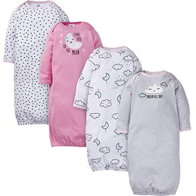 Gerber Set van 4 babyjurken voor meisjes met schouderopeningen, wolkenpatroon PRI Gerber Set van 4 babyjurken voor meisjes met schouderopeningen, wolkenpatroon PRI