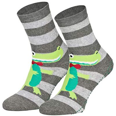 Piarini Set van 2 paar antislip katoenen sokken voor kinderen Antislip sokken met katoenen noppen Voor jongens en meisjes, Krokodil 2 paar 35-38 Piarini Set van 2 paar antislip katoenen sokken voor kinderen Antislip sokken met katoenen noppen Voor jongens en meisjes, Krokodil 2 paar 35-38