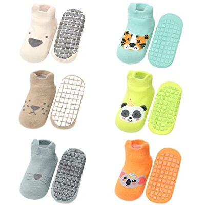 FedMois Sokken van katoen, antislip, baby's, kinderen, dierenmotief, 6 paar, Dieren 3-5 jaar FedMois Sokken van katoen, antislip, baby's, kinderen, dierenmotief, 6 paar, Dieren 3-5 jaar