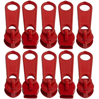 AERZETIX C62824 Set van 10 niet-afsluitbare sliders voor spiraalvormige ritssluiting kleur: rood metaal rok jurk lederwaren maken kussen AERZETIX C62824 Set van 10 niet-afsluitbare sliders voor spiraalvormige ritssluiting kleur: rood metaal rok jurk lederwaren maken kussen