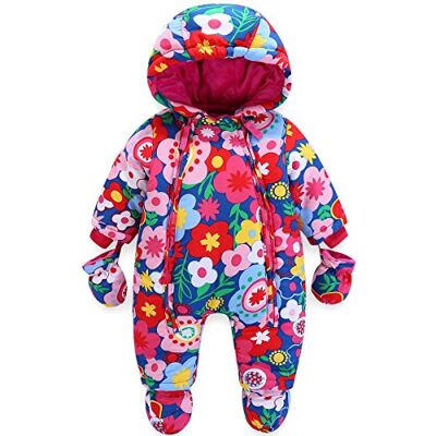 JiAmy Baby winteroverall met capuchon rompers met handschoenen en voetjes meisjes jongens warme kledingset, E, 6-9 maanden (pak van 1) JiAmy Baby winteroverall met capuchon rompers met handschoenen en voetjes meisjes jongens warme kledingset, E, 6-9 maanden (pak van 1)