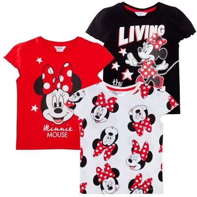 Disney Set van 3 Minnie Mouse T-shirts voor meisjes Voor kinderen Jurk Tops Multipack 5-6 jaar Disney Set van 3 Minnie Mouse T-shirts voor meisjes Voor kinderen Jurk Tops Multipack 5-6 jaar