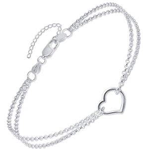 Amberta Enkelbandje voor dames, van 925 sterling zilver, verstelbare enkelkettingen, zomer, hartkralen, bohemien sieraden Amberta Enkelbandje voor dames, van 925 sterling zilver, verstelbare enkelkettingen, zomer, hartkralen, bohemien sieraden