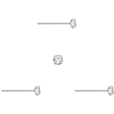 DENI 3 stuks zilveren rechte staaf neus oorbellen, ronde zirkonia steen glanzend zeer klein 1 mm, fijne schacht 0,6 mm DENI 3 stuks zilveren rechte staaf neus oorbellen, ronde zirkonia steen glanzend zeer klein 1 mm, fijne schacht 0,6 mm