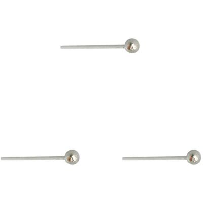 DENI 3 x zilveren rechte neus-oorbellen met kleine bal met een diameter van 1,5 mm en een dunne stok met een dikte van 0,6 mm. DENI 3 x zilveren rechte neus-oorbellen met kleine bal met een diameter van 1,5 mm en een dunne stok met een dikte van 0,6 mm.