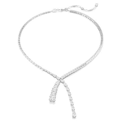 Swarovski Matrix Y-halsketting, verschillende maten, wit, gerhodineerd metaal Swarovski Matrix Y-halsketting, verschillende maten, wit, gerhodineerd metaal