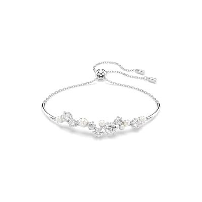 Swarovski Armband met armband van Constella, delicate ketting met witte zirkonia en kristallen parels, verstelbaar tot 24 cm, schuifkogelsluiting, hemels design van gerhodineerd metaal Swarovski Armband met armband van Constella, delicate ketting met witte zirkonia en kristallen parels, verstelbaar tot 24 cm, schuifkogelsluiting, hemels design van gerhodineerd metaal