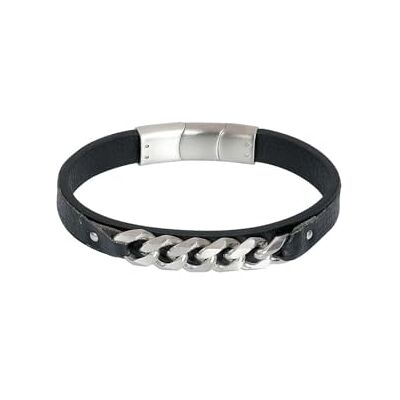 iXXXi Heren leren armband Eirwen mat zilver 19 cm, Roestvrij staal, Geen edelsteen iXXXi Heren leren armband Eirwen mat zilver 19 cm, Roestvrij staal, Geen edelsteen