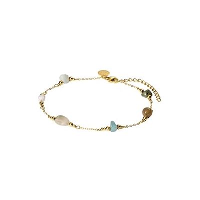 Purelei Island Dream Enkelband, opaal, amazoniet, agaat en mosagaat, roestvrij staal, 18K verguld, enkelbandje voor dames, verstelbaar, 21-25 cm, delicate zomerlook Purelei Island Dream Enkelband, opaal, amazoniet, agaat en mosagaat, roestvrij staal, 18K verguld, enkelbandje voor dames, verstelbaar, 21-25 cm, delicate zomerlook