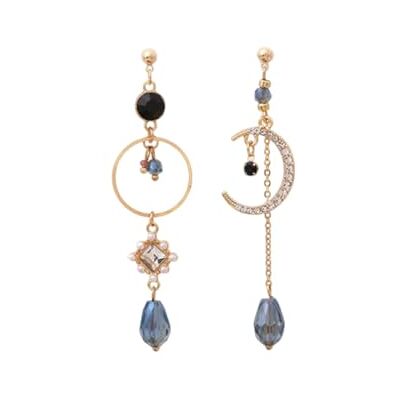 Gkaopi Oorbellen voor dames, boho, asymmetrisch, maan, ster, lange oorbellen van kristal, retro, hypoallergeen, oorbellen met hanger en, Metaal, Geen edelsteen Gkaopi Oorbellen voor dames, boho, asymmetrisch, maan, ster, lange oorbellen van kristal, retro, hypoallergeen, oorbellen met hanger en, Metaal, Geen edelsteen
